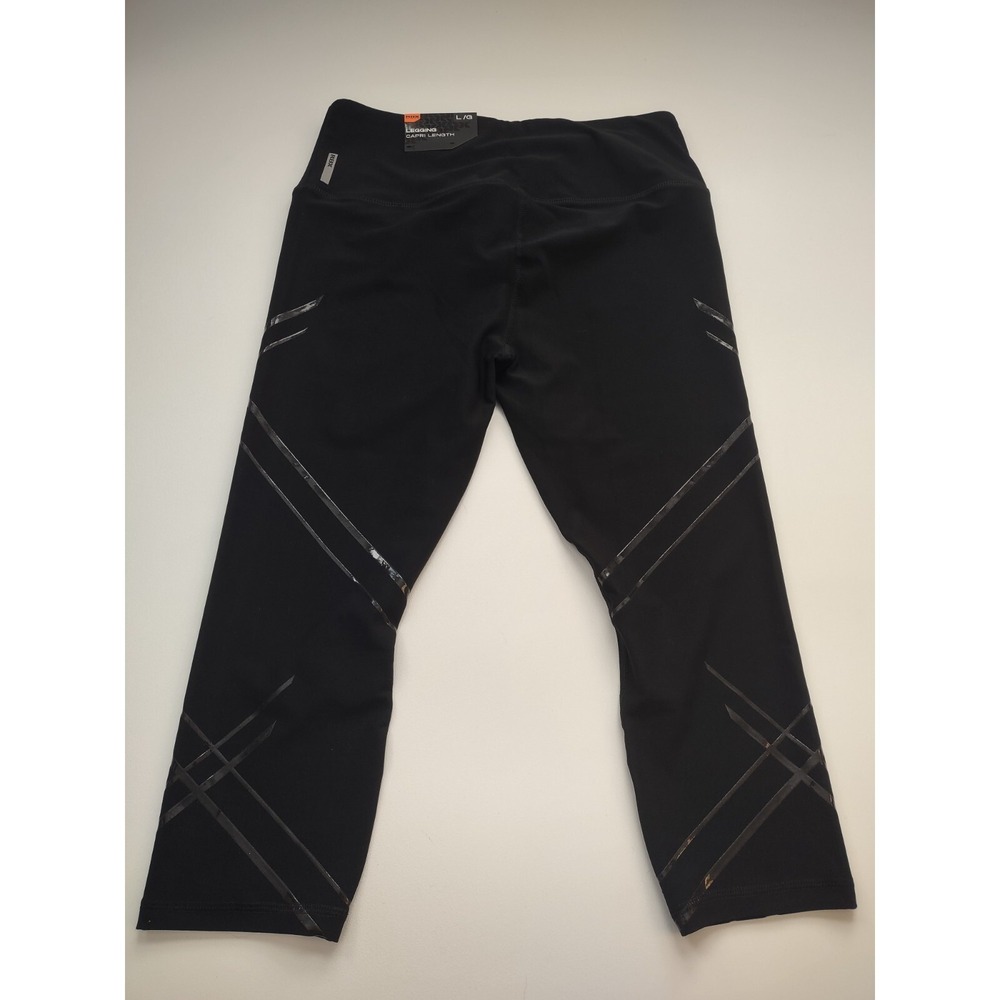 Large RBX Womens New Black Activewear Leggings Capri Length